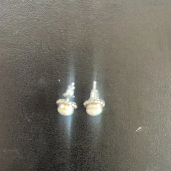 Opal stud and Sterling silver earrings - Picture 2 of 2